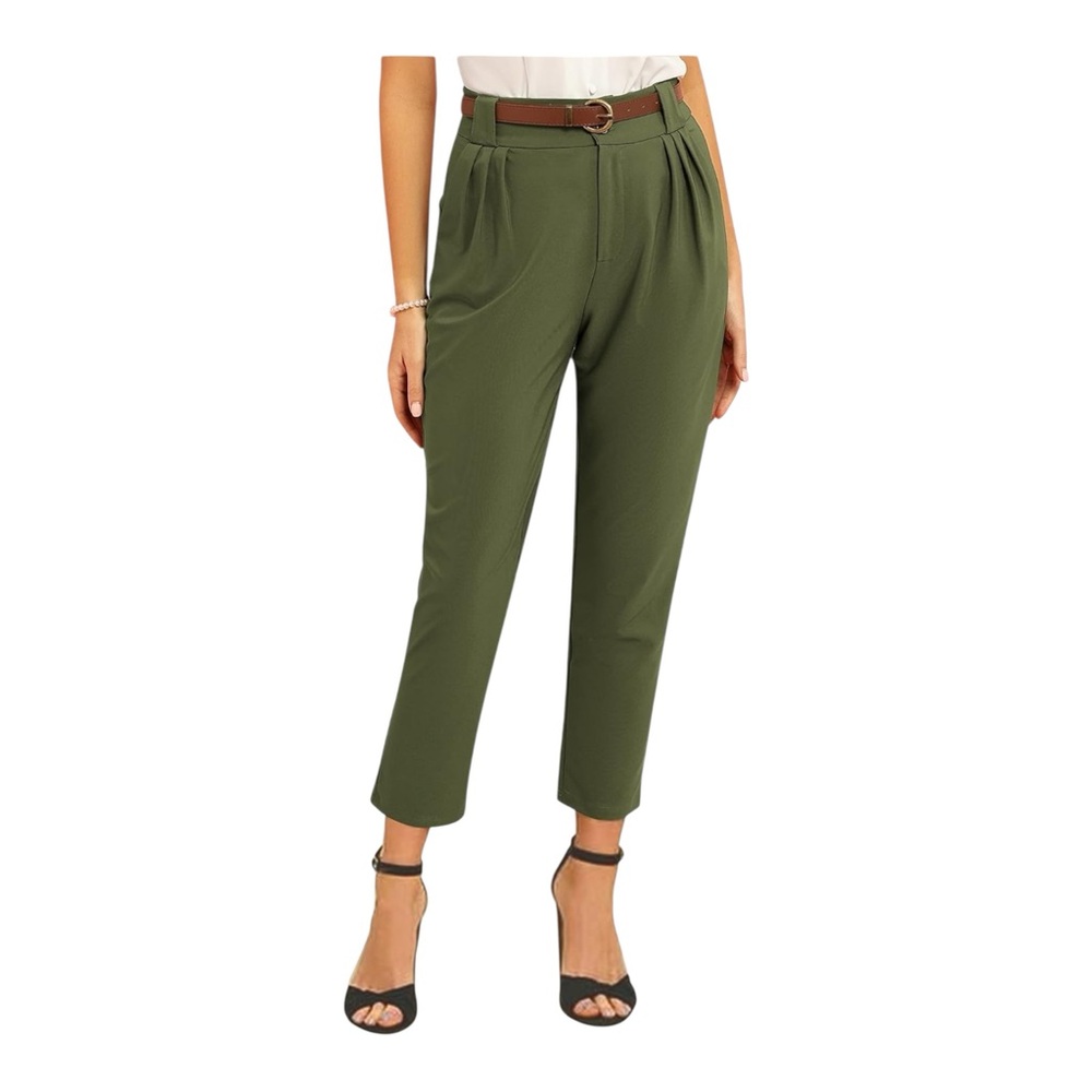 Belle Poque Olive Green High Rise Pleated TrousersTailored Size Medium